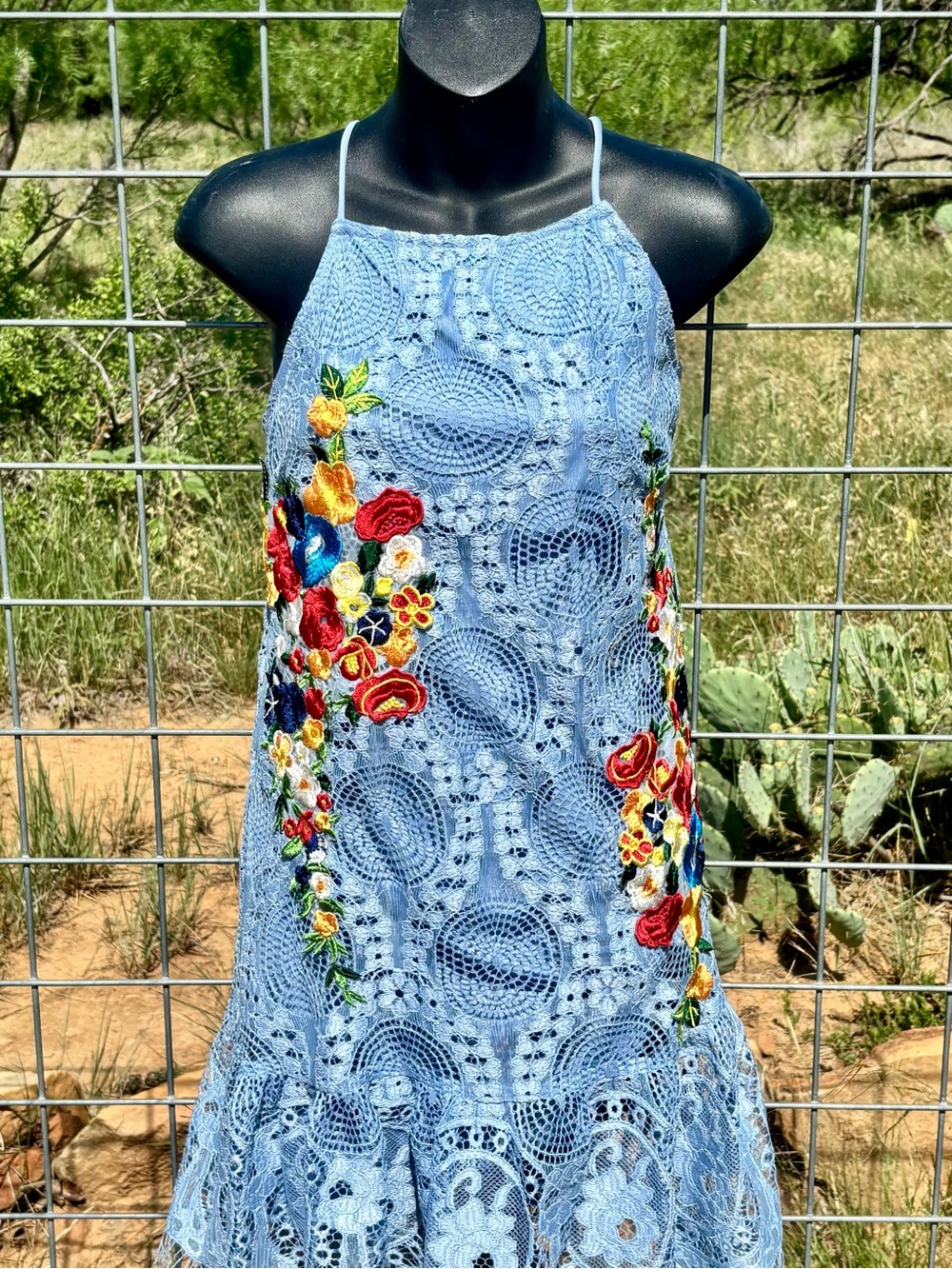 Nicole Miller New York Embroidered Floral Lace Dress